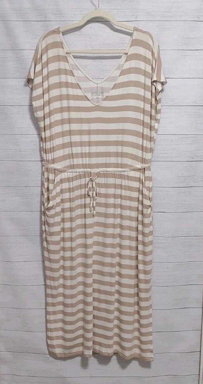 Torrid Super Soft Dolman Sleeve Dress In Mushroom Stripe Pockets Plus Size 2X